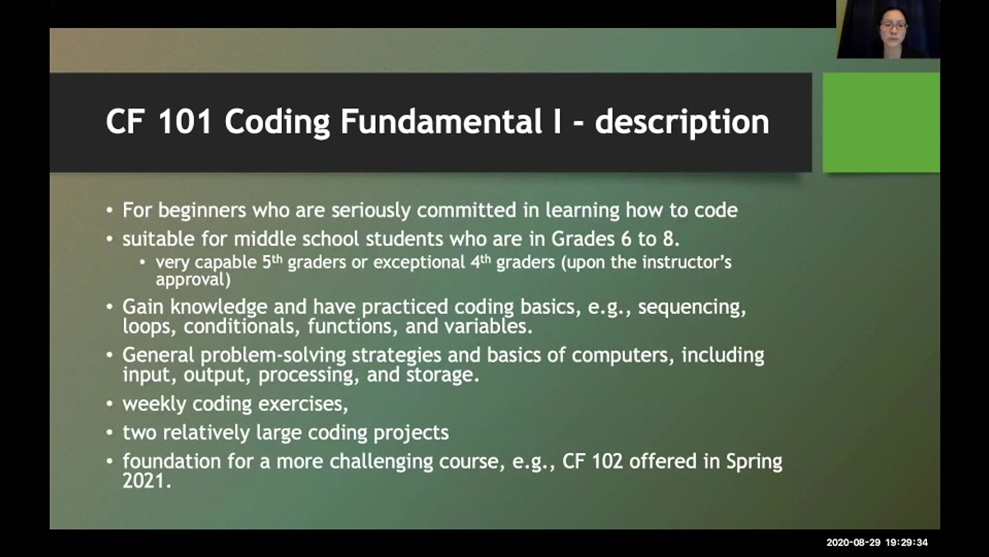 WF Coding Seminar 2020-08-29